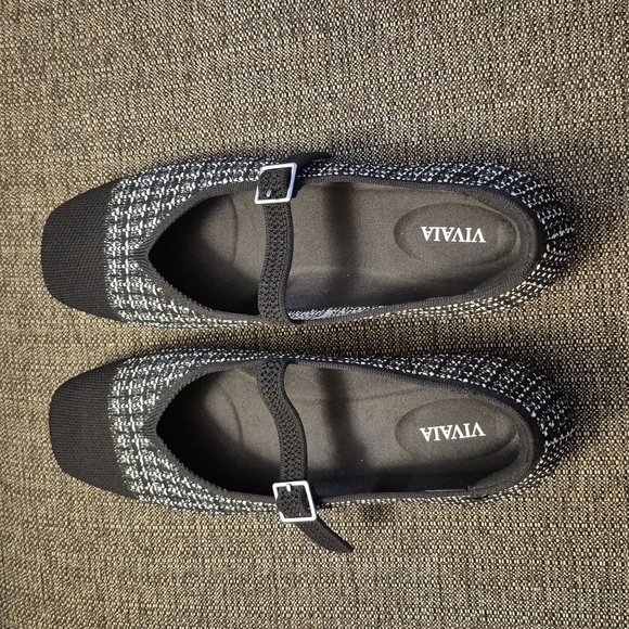 Vivaia Margot Square Toe Black/White Mary Jane Flats Size 10 (41.5) - Picture 4 of 10